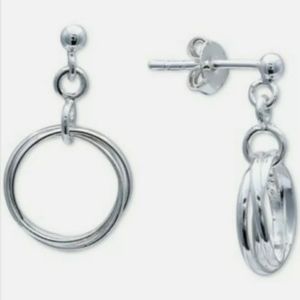 Sterling Silver Triple Interlock Drop Earrings